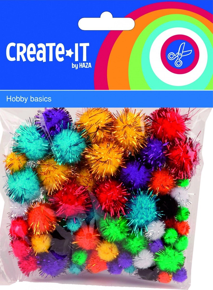 Haza original Knutselset Create It - Pompoms Glitter 78 Stuks