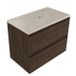 Saniclass Badkamermeubelset - 80x45x63cm - Travertine natuurstenen topblad - 1 kraangat - 2 lades - mat eiken charcoal (hout) SW1420802/SW1242428