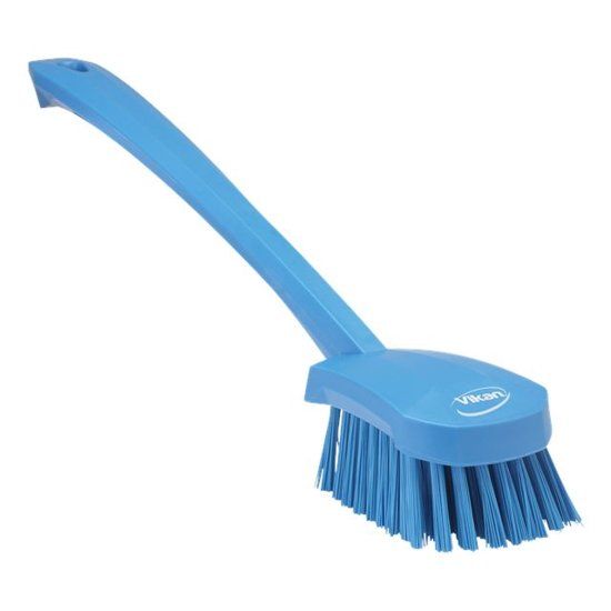Vikan afwasborstel met lange steel en harde vezels blauw - 41863