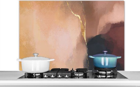 KitchenYeah Spatscherm keuken - Pastel - Abstract - 100x65 cm - Aluminium