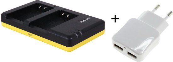 Duo lader voor Nikon EN-EL20 camera accu's + 2 poorts USB adapter