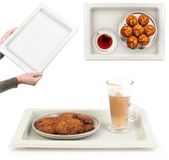 KADAX Plateau rectangulaire en plastique pour cuisine, plateau de cuisine antidérapant, plateau, plateau à café avec poignées, plateau de petit-déjeuner, plateau à café (blanc)