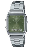 Casio Casio Collection Vintage AQ-230A-3AMQYES Horloge - Staal - Zilverkleurig - Groen