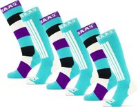 Poederbaas Skisokken - 6 paar - Striped Mint - Wintersportsokken Dames met print - Maat 31/34
