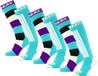 Poederbaas Skisokken - 6 paar - Striped Mint - Wintersportsokken Dames met print - Maat 31/34