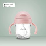 Mininor no-spill rietjesbeker - rose - 220 ml - anti-lek - variabele flow