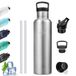 Thermosfles, 1 liter, BPA-vrij, drinkfles met rietje, lekvrij, roestvrij staal 18/8, metalen fles voor kantoor, outdoor, camping, fitness