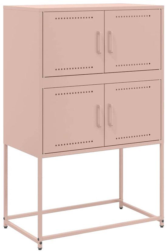 vidaXL Dressoir 68,5x38,5x107 cm staal roze
