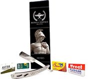 Roman Empire Shaving Mars Scheerapparaat met vrije hand, professioneel scheerapparaat voor heren, voor baard, snor en contouren, met 20 mesjes (Astra-Derby-Shark-Treet)