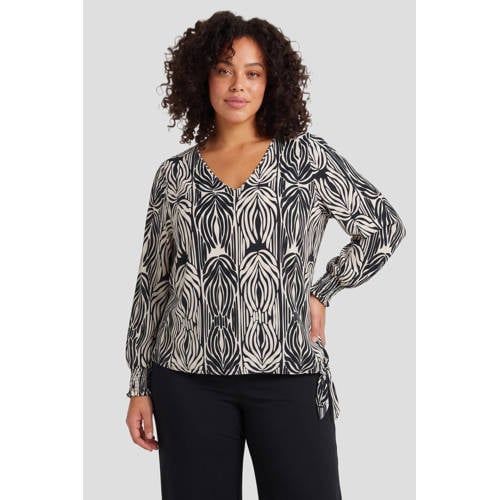 Exxcellent top Plus Size met smockwerk en print - meerkleurig