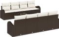 vidaXL Tuinbank Set 9-delig Bruin Polyrattan