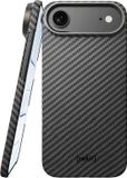 NEKIT Fiber Hoesje Geschikt voor Apple iPhone Air - Compatibel met MagSafe - High-Tech Kevlar - Back Cover Ultra Dun - Grijs/Zwart