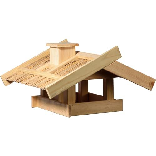 dobar® Groot Vogelhuisje Trollanes met Rieten Dak - 50x43x29cm - Grenen