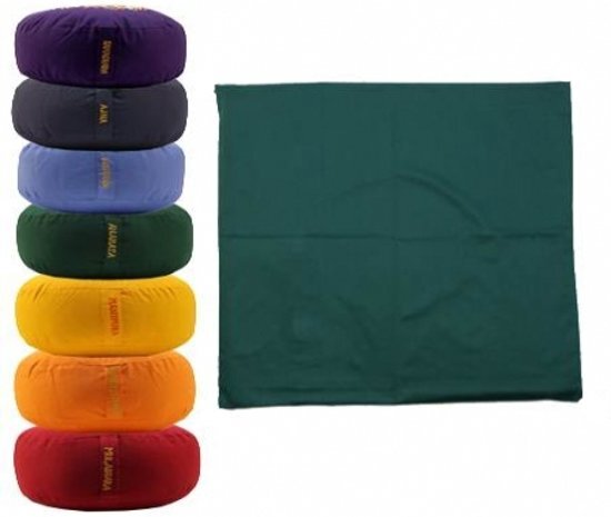 Yogi & Yogini Meditatiemat hoes groen 4e chakra - 65x65x5 cm