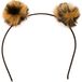 PartyXplosion Carnaval verkleed diadeem met pluis panter bollen - oortjes voor dames - foute/panter party