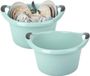 Plastic Forte Évier - 2x - 15L - vert menthe - 42 x 40 x 25 cm - avec poignées - cuvette