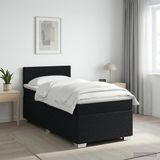vidaXL Boxspringbed met matras, hoofdeinde, zwart, 90 x 190 cm, stof