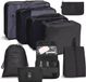 Unyqoos® Packkubussen, 9-delig – set van waterdichte nylon reistassen met schoenenzak, ondergoedzak, kledingzak en een mesh-deksel, opvouwbaar