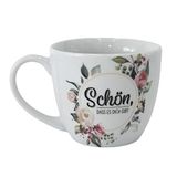 Dekohelden24 Maxi-XXL porseleinen koffiemok, motief: Schön, dass es Dich ist, afmetingen H/Ø: 9,2 x 10,5 cm, inhoud 400 ml, vaatwasmachinebestendig, bloemen, 9,2 cm