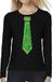 Bellatio Decorations Verkleed shirt dames - stropdas paillet groen - zwart - carnaval - longsleeve S