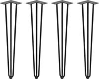 Emuca - Set met 4 vier tafelpoten Hairpin met 3 stangen, hoogte 710 mm, zwart, staal