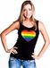 Bellatio Decorations Gay pride singlet shirt - tanktop - met Regenboog vlag in hartje - zwart - voor dames L