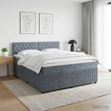 vidaXL Boxspringbed met matras, donkergrijs, 140 x 200 cm, fluweel