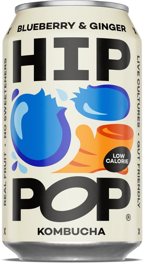 Hip Pop Blueberry Ginger Kombucha - 12x 330ml