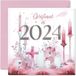 Doopkaarten voor meisjes, gedoopt in 2024, gefeliciteerd, doopkaart, eerste communie, doopgeschenken voor meisjes, 145 mm x 145 mm, christelijke geschenken, religieuze wenskaarten