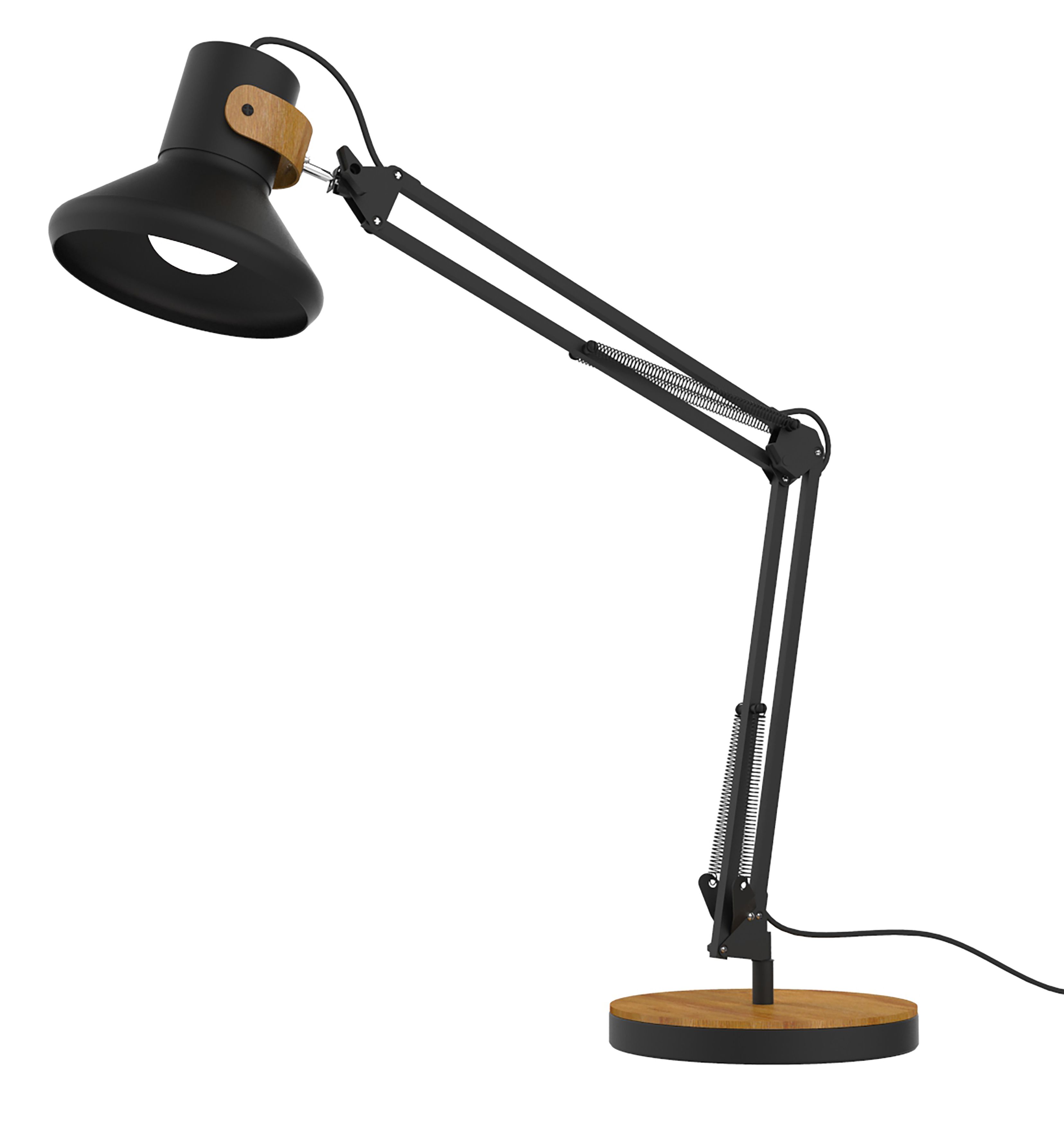 Unilux Baya Bamboo - Bureaulamp - Zwart/Bamboe - E27 - 3000K - 30000 uur