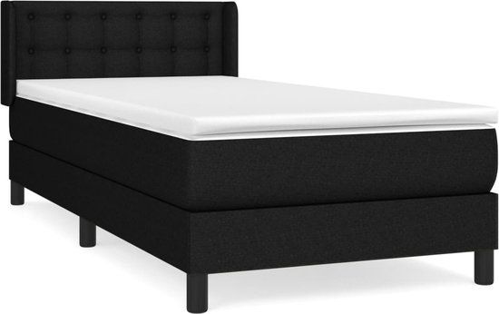 vidaXL Boxspring met matras stof zwart 90x200 cm