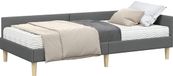 vidaXL Cadre de lit d'angle Tissu Gris foncé 90 x 190 cm avec matelas