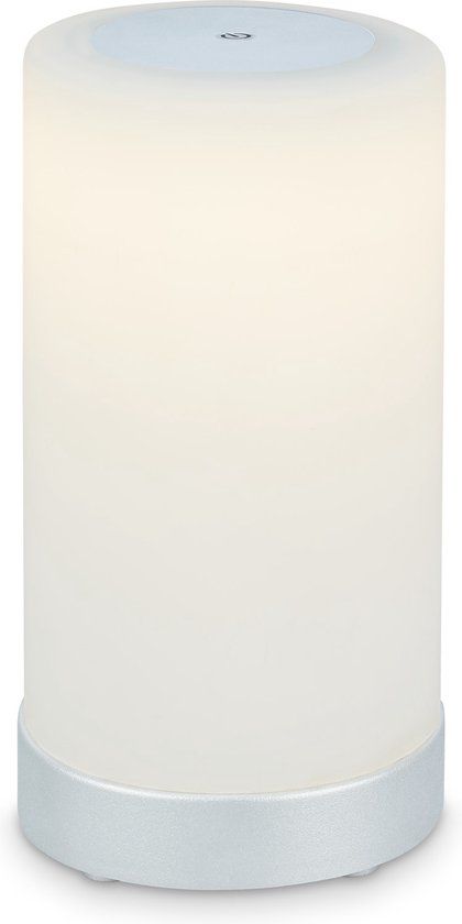 Briloner LAMA LED Tafellamp - Batterij - Dimbaar - Warm Wit - Chroom Mat Wit - 245x125 mm