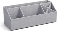 Bigso Box of Sweden Elisa Bureau-organizer met 4 vakken, opbergsysteem voor notities, paperclips, pennen, enz. – sorteerdoos van vezelplaat en papier in linnenlook – lichtgrijs
