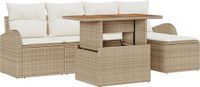 vidaXL Tuinbank - Set - 6 - st - Beige - Poly - rattan
