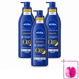 Nivea Q10 Lotion raffermissante pour le corps avec pompe - Vitamine C - Hydratation 48 heures - Pour peau sèche - 400 ml - 3 Pièces