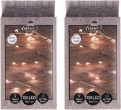 Anna's Collection Cascade draadverlichting - 2x - 100 leds - warm wit - 10 x 1 meter - timer