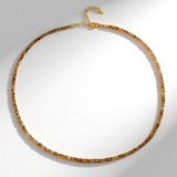 Cavill - Vergulde 925 Sterling Zilveren Ketting - Bruine Cognackleurige Zirkonia 60,32 ct - Verstelbare Damesketting - Elegant Facetteerd Design