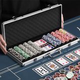BAKAJI Aluminium pokerkoffer, professionele speelset met 2 kaartdecks, 5 dobbelstenen, dealer-knop, hoogwaardige koffer, ideaal voor Texas Hold'em en Blackjack (500 chips)