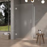 FortiFura Galeria Douchecabine - 100x90x200cm - scharnieren - deurgreep - vlak - gesatineerd veiligheidsglas - hoogglans chroom