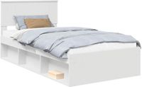 vidaXL Bedframe met hoofdeinde, wit, 100 x 200 cm, massief grenenhout