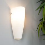 Lindby Wandlamp Hermine - 1 Licht - Glas, Metaal - H: 31 cm - E27 - Oplawit, Gesatineerd Nikkel