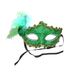 Fiestas GUiRCA Feestmasker met veer voor vrouwen, groen