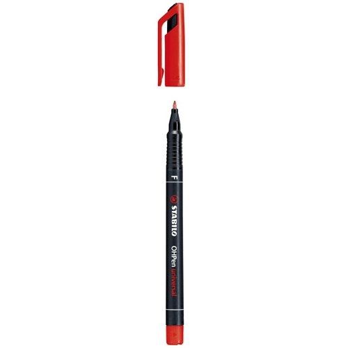 Stabilo OHPen universal permanent marker - 10 Pack - zwart/rood
