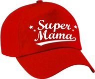 Bellatio Decorations Super mama moederdag cadeau pet / baseball cap rood voor dames