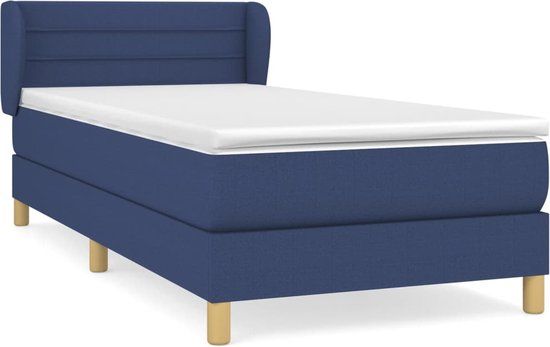 vidaXL Boxspring met matras stof blauw 80x200 cm