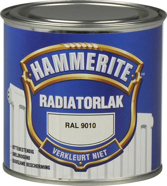 Hammerite Radiatorlak Kleurvast Ral9010 - 0,25 Ltr - Wit - Glans