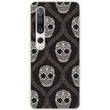 Xiaomi Bedrukt siliconen hoesje compatibel met Xiaomi Mi 10, Xiaomi Mi 10 Pro floral skull