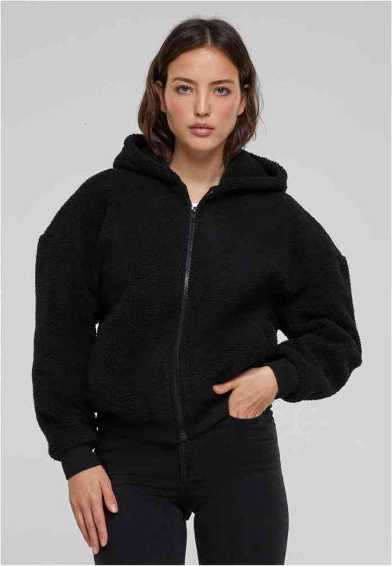 Urban Classics Oversized Sherpa Vest met capuchon - Zwart - XS