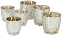 Boltze Home Theelichthouder glas zilver 2-dlg.